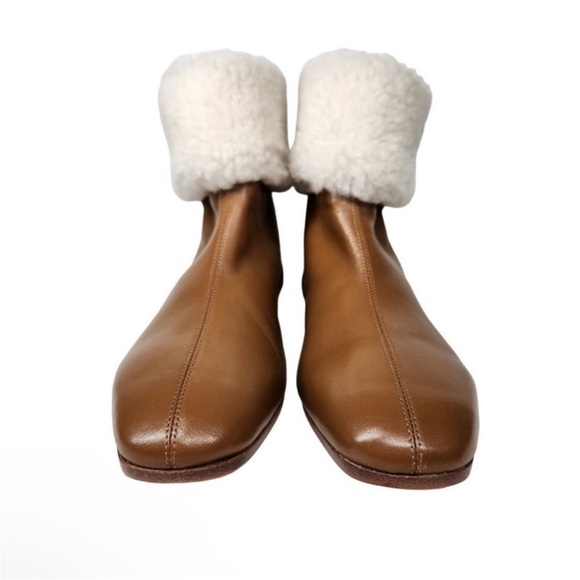 NEW Mansur Gavriel Cosy Boots in Carmel Lambskin Sheep Shearling Women's - Picture 6 of 9